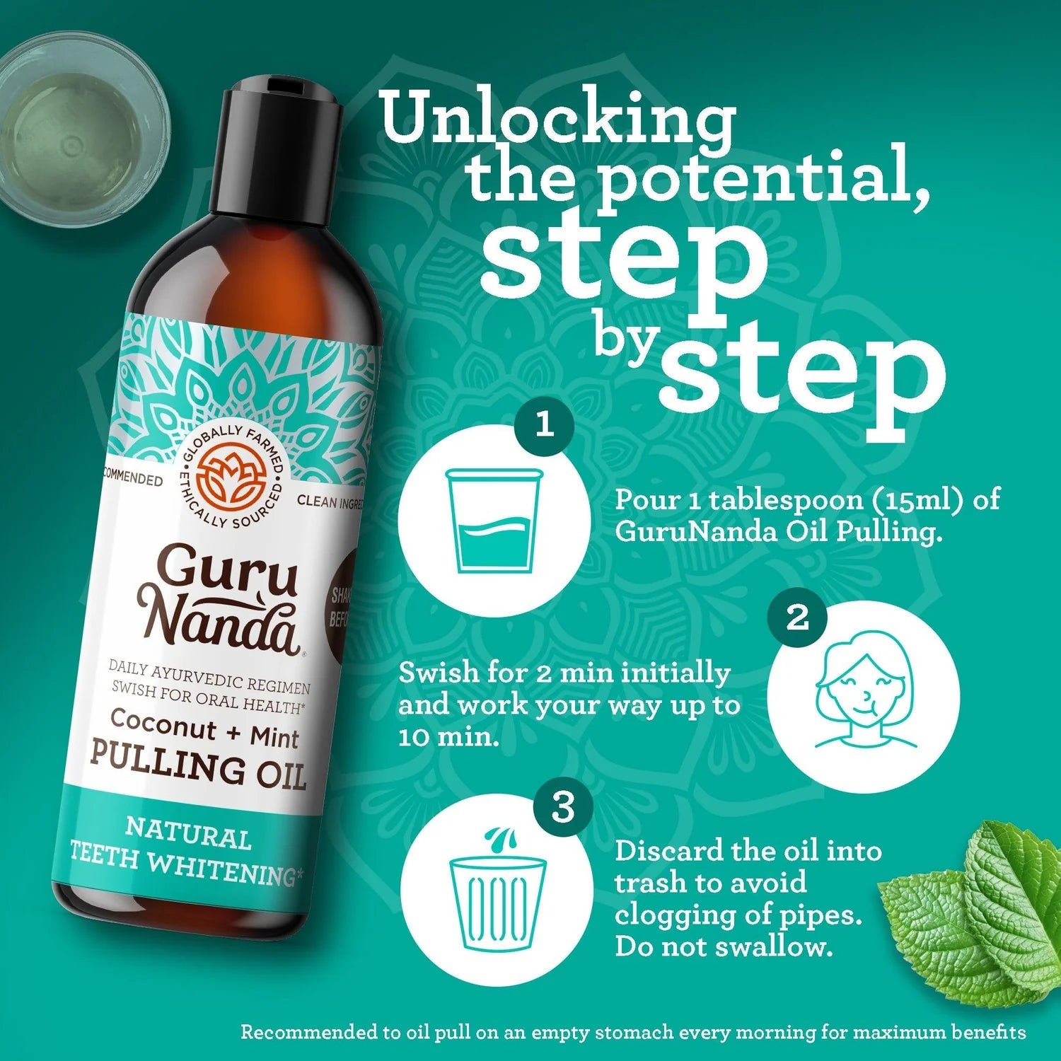 GuruNanda Coconut Oil Pulling W/ Essential Oils
